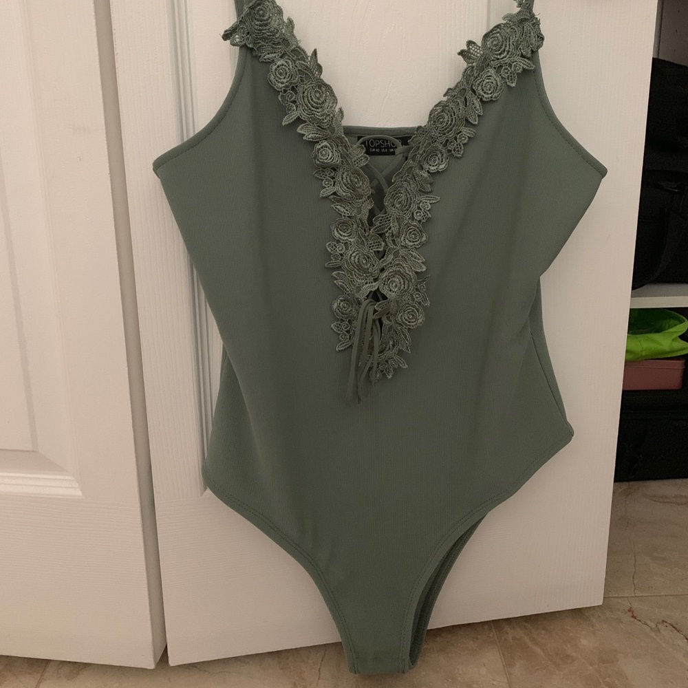 Topshop low v body suit